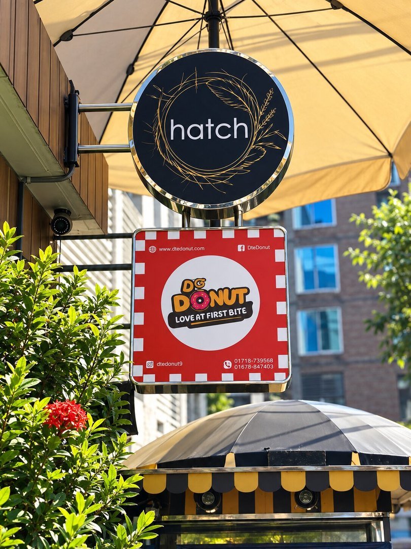 Hatch and DteDonut Storefront Signs