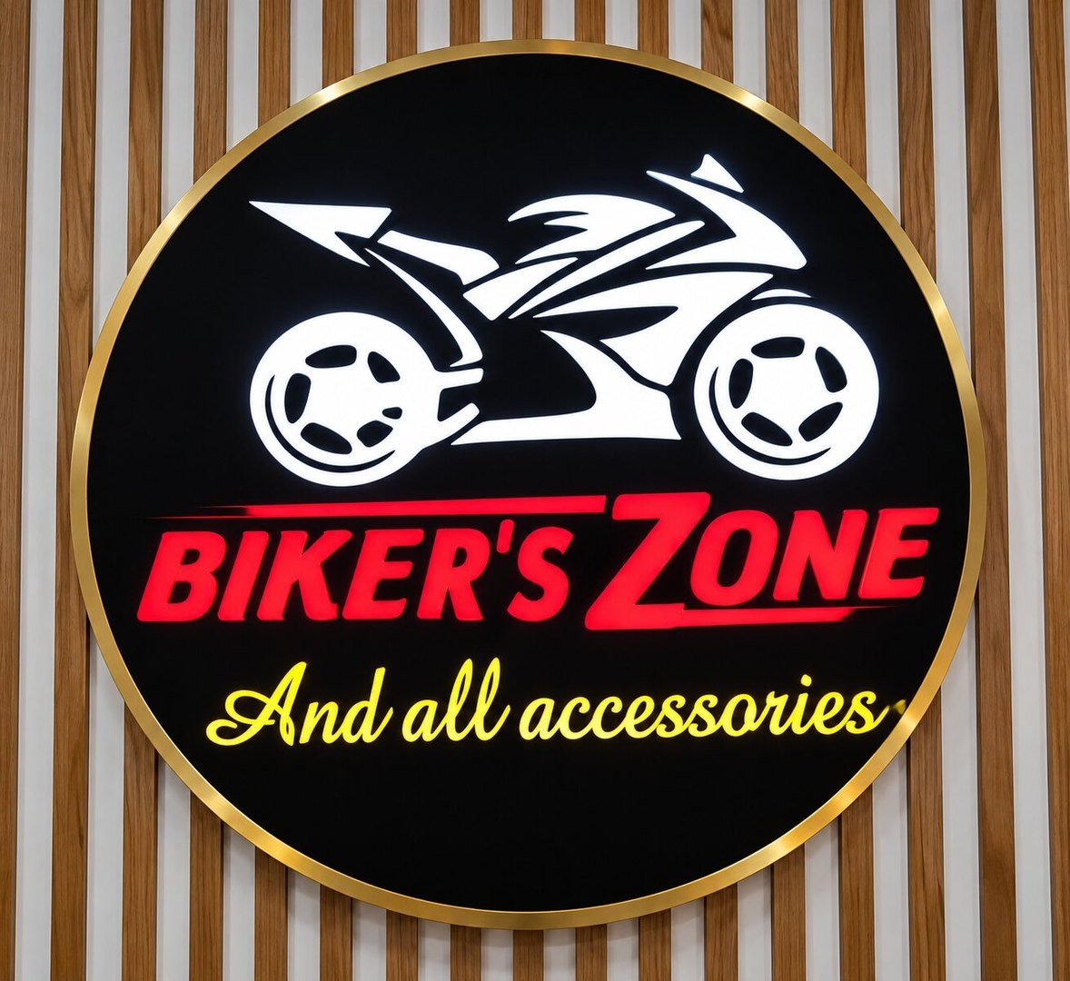 Illuminated Biker’s Zone Store Sign